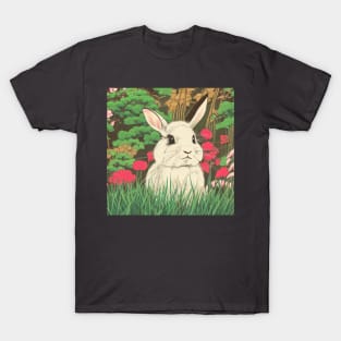 Vintage Mini Lop Rabbit Baby Bunny in Floral Nature T-Shirt